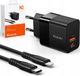 Mcdodo Chargeur mural CH-1952 avec ports USB et USB-C, 20W, plus câble USB-C vers Lightning (noir)