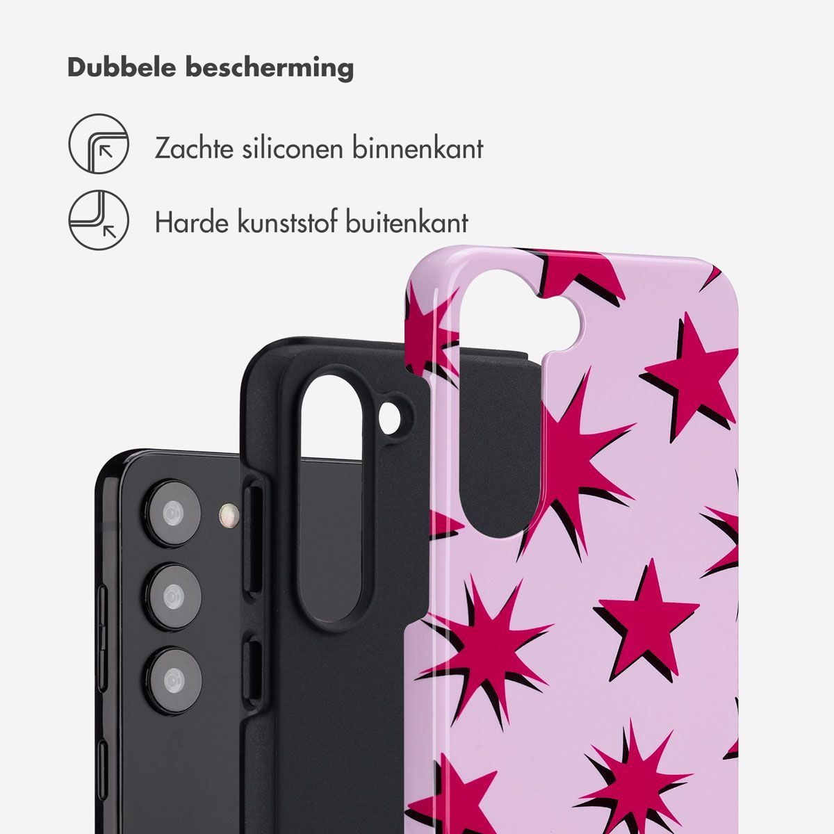 Selencia Vivid Tough Backcover voor de Samsung Galaxy S23 - Stars Rubine Red Light Pink