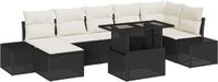 vidaXL Tuinbank Set 4 zitplaatsen Zwart Polyrattan