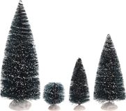 Merkloos / Sans marque Koopman International Kerstdorp onderdelen 9x decoratie dennenbomen/kerstbomen besneeuwd - Kerstdorp maken onderdelen