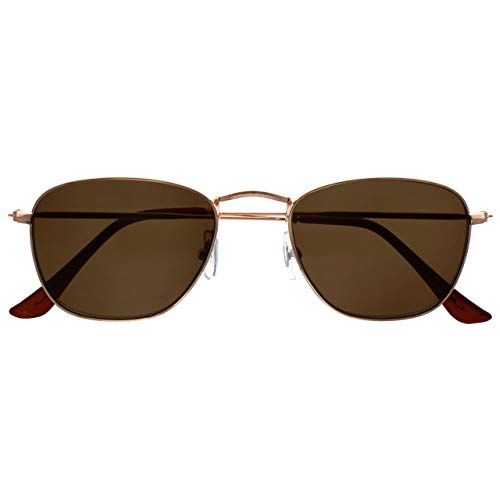 Opulize Sky Dun Omrand Metaal Licht Rose Goud Bruine Tips Unisex Zonnebril Lezers +3.00