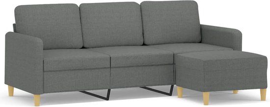 vidaXL Driezitsbank met voetenbank 180 cm stof donkergrijs