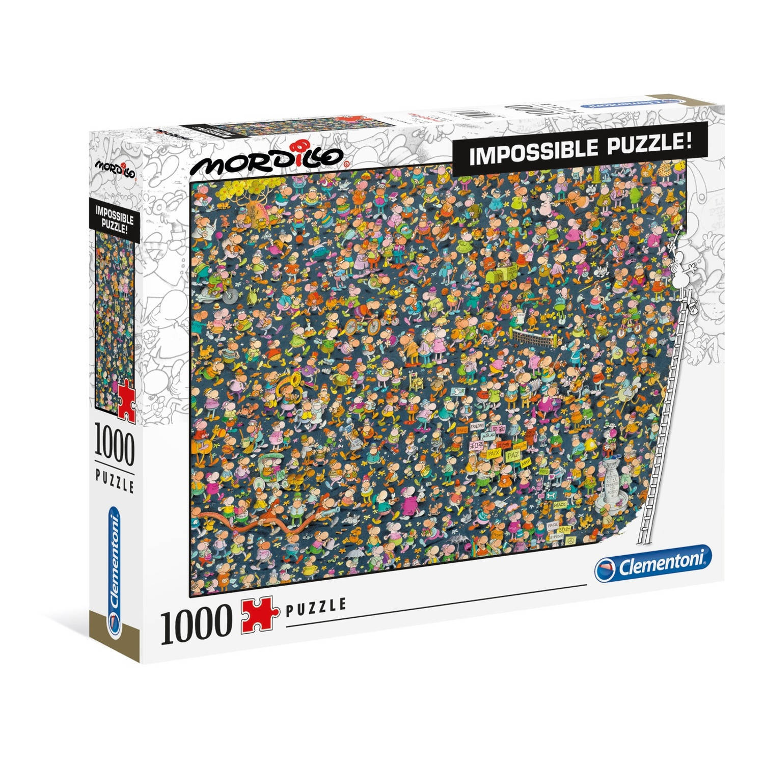 Clementoni Legpuzzel - Mordillo Puzzel Collectie - Impossible Puzzel - 1000 stukjes, puzzel volwassenen