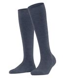 FALKE Dames Family lange sokken, ademend, duurzaam, katoen, versterkt, effen, klassiek, platte teennaad, voor dagelijks gebruik en werk, 1 paar, Blauw (Dark Blue Melange 6688)