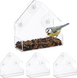 Merkloos / Sans marque Relaxdays Raam vogelvoederhuisje - set van 4 - 3 zuignappen