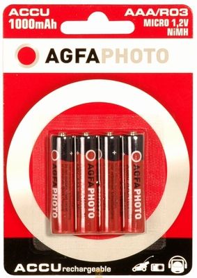 AgfaPhoto Akku NiMh Micro 1000 mAh - 4 stuks