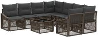 vidaXL Tuinbank - Set - 9 - st - Grijs - poly - rattan