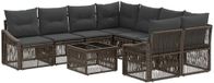 vidaXL Tuinbank - Set - 9 - st - Grijs - poly - rattan