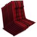 Beautissu Sun-HL, 120x50x8 cm, rayé rouge et anthracite, set de 8, avec appuie-tête