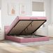 Prolenta Maison Exclusive - Ottoman bedframe met matras, roze, 160x200 cm, fluweel