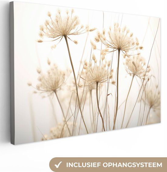 OneMillionCanvasses Canvas schilderij 180x120 cm - Bloemen - Wit - Rechthoek