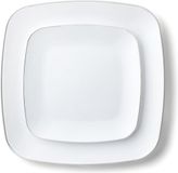 Decorline - 32 Luxe réutilisable set de fête en plastique - Blanc avec bordure argentée - Collection Square