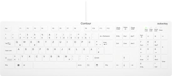 Contour Design Active Key AK-C8112 Toetsenbord Medisch USB QWERTZ Duits Wit