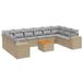 VidaXL 11-delige Tuinset met kussens poly rattan beige