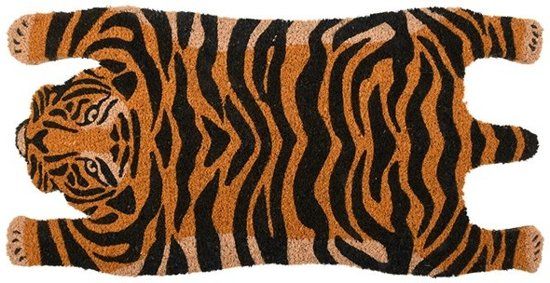 Esschert Design Deurmat kokos - tijger - oranje - 37x74cm