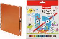 Carnet de croquis/dessin orange sans marque avec 24 crayons de couleur - Dessin/coloriage