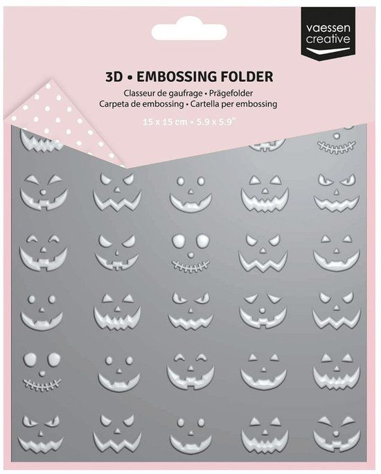 Vaessen Creative Embossing Folder Pompoengezichtjes 15 x 15 cm