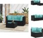 vidaXL Loungeset met kussens poly rotan zwart