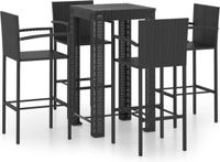 vidaXL Ensemble de bar de jardin 5 pièces avec accoudoirs poly rotin noir