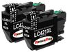 Brother 2 cartouches d'encre noirs LC421XL pour Brother DCP-J1050DW/1140DW/MFC-J1010DW