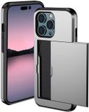 Selected by GSMpunt.nl Hoesje met Kaarthouder Slider Geschikt voor Apple iPhone 14 Pro Max | Pasjeshouder Achterkant | Kaarthouder voor twee á drie pasjes | Grijs