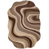 Flair Rugs laagpolig ovale wollen vloerkleed met print 290x200 cm - naturel