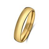 Lucardi Dames Stalen goldplated ring 4mm - Ring - Staal - Goud - 16 / 50 mm