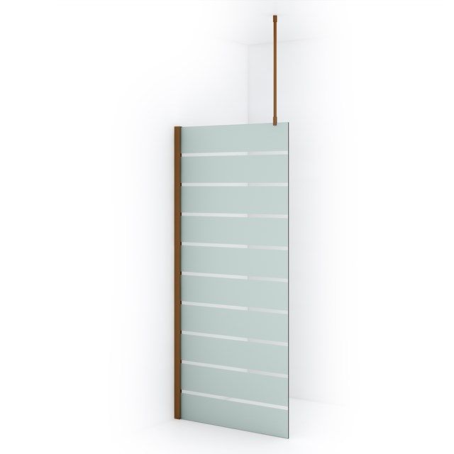 Maxaro Inloopdouche Diamond 90cm 8mm Helder Veiligheidsglas met Matte Strepen Koper