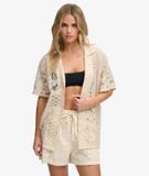 Superdry Chemise de plage Lace Resort Coupe décontractée Blanc Taille : 34