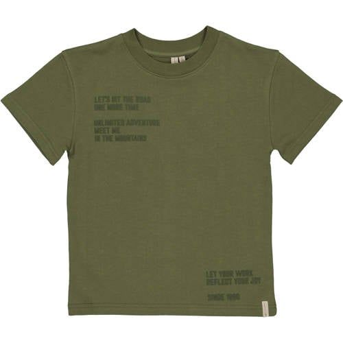 LEVV Little T-shirt groen Jongens Katoen Ronde hals Tekst - maat 86