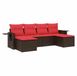 vidaXL salon de jardin 6 pièces avec coussins, marron, polyrotin