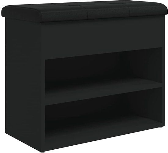 vidaXL Schoenenbankje 62x32x50 cm bewerkt hout zwart
