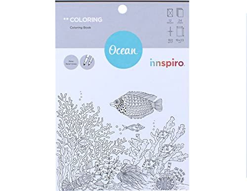 INNSPIRO Coloring Ocean kleurboek, 12 designs, 24 vellen, 16 x 23 cm.