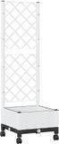 vidaXL Tuinplantbak met schutting en wielen Wit 40 x 40 x 131,5 cm PP