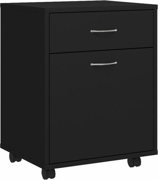 vidaXL Rolkast - 45x38x54 cm - Bewerkt Hout - Zwart