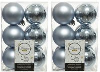 Decoris Boules de Noël - 24 pièces - Gris bleu - 6 cm - Plastique - Mat/Brillant