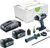 Festool TDC 18/4-Basic accuboormachine 18 V 75 Nm borstelloos + 2x accu 5,0 Ah + snellader + Systainer