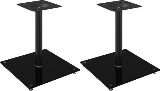 vidaXL Luidsprekerstandaards - 2 stuks - 1 pijler - gehard glas - zwart