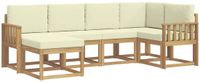 vidaXL Hoek loungeset 6-delig Wit en crèmekleurig Polyester