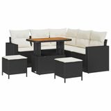 vidaXL Banc de jardin 9 pièces 6 places Noir et crème