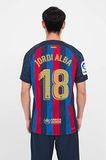 Barcellona Officiële Kit Home Nameset naam en nummer JORDI ALBA 18 Niveau 2022/2023 volwassenen, sesam/blauw