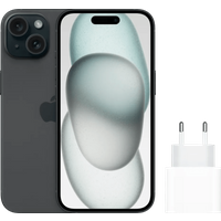 Apple iPhone 15 256GB Zwart + Snellader