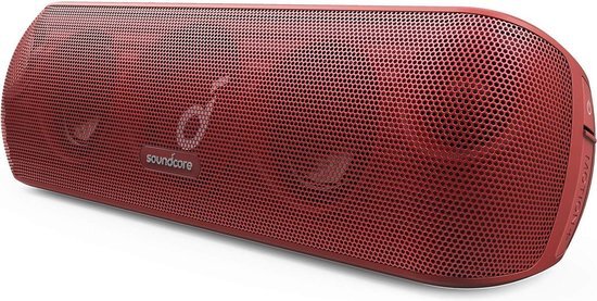 Anker Motion+ Bluetooth-luidspreker met Hi-Res 30W Audio, BassUp, Extended Bass en Treble, draadloze HIFI draagbare luidspreker met app, aanpasbare EQ, 12 uur speeltijd, IPX7 waterdicht en USB-C, Rood rood