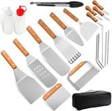 Set d'accessoires de grill en acier inoxydable, 20 pièces, professionnel, avec spatule et sac de transport