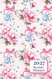 2027 Weekly Planner: Pink Floral Chinoiserie Mahjong Themed Appointment Book