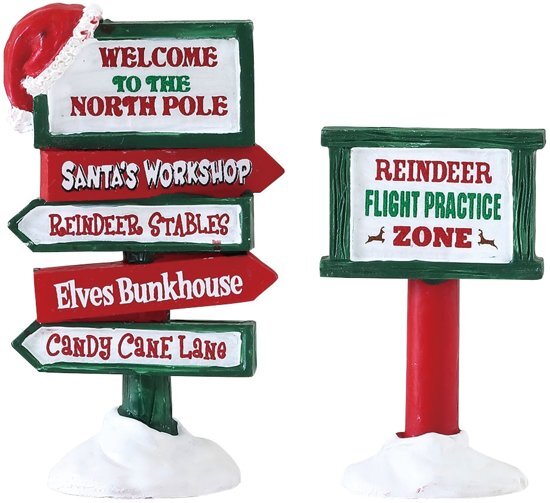 LEMAX - North Pole Signs - Set Of 2