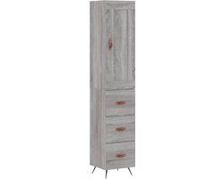 vidaXL Hoge Kast - 34,5x34x180 cm - Bewerkt Hout - Grijs Sonoma Eikenkleurig