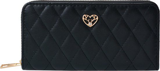 Clayre & Eef Portemonnee Juleeze - Zwart - Kunstleer - Vrouwen - 19x10 cm