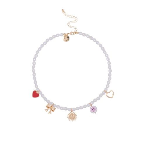 Life of Bulu ketting met parels en bedels goudkleurig