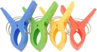 Merkloos Grote XL Knijpers set - 12 stuks - Gekleurde Plastic Handdoekenknijpers